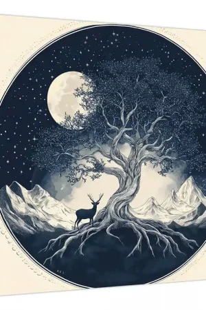 Kup teraz Schilderij – Magische boom met hert I.