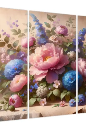 Schilderij - Tafel vol bloemen Popularny