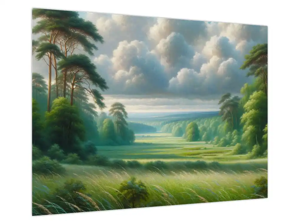 Schilderij - Groene landschap Autentyczny