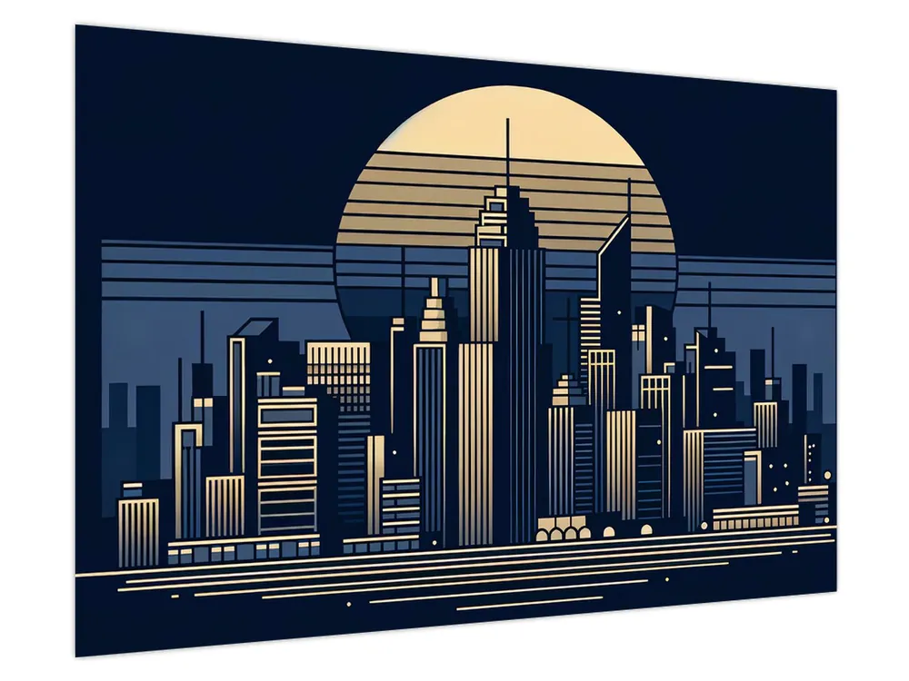 Schilderij – Geometrische stad Nowość