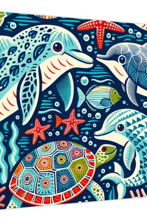 Schilderij – Getekende waterdieren Najlepsza cena