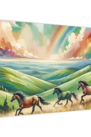 Rabat Schilderij – Galopperende paarden in het landschap