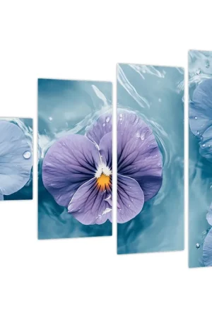 Schilderij - Viooltjes in water Zwrot pieniędzy