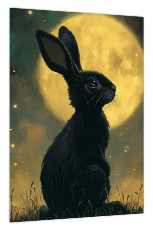 Schilderij - Konijn met maan Popularny