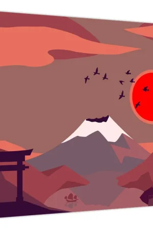 Schilderij - Fuji Bergen Wyprzedaż