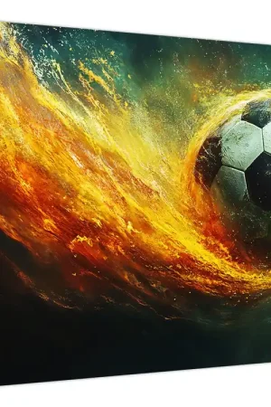 Schilderij - Voetbal in vlucht Premium