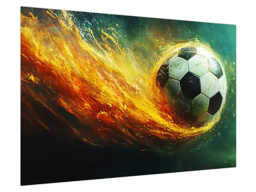 Schilderij - Voetbal in vlucht Premium