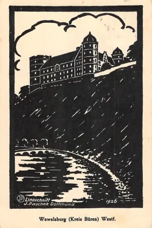 Duitsland Schloss Wevelsburg Büren, Westphalia Paderborn 1926 Kasteel Deutschland Europa HC61775 Szybka dostawa