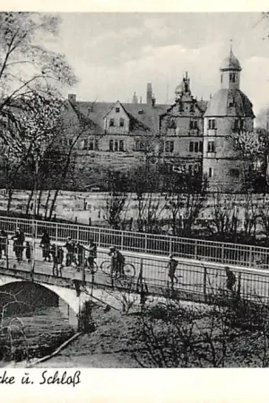 Duitsland Paderborn Neuhaus i. W. Lippebrucke u. Schloss 1955 Kasteel Deutschland Europa HC61791 Oryginalny
