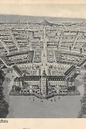 Duitsland Karlsruhe aus der Vogelschau 1928 Residenz schloss Kasteel Deutschland Europa HC61789 Najlepsza cena