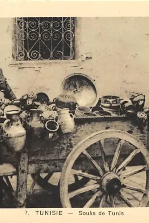 Tunesie 7. Tunisie Souks de Tunis Klederdracht Afrika HC47647 Autentyczny