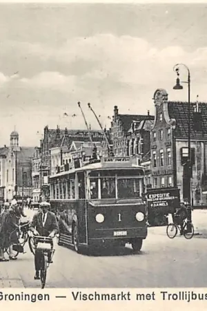Darmowa dostawa Groningen Vischmarkt met Trollijbus 1 Trolleybus Vervoer Bus HC47525