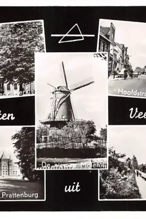 Veenendaal Markt met Ned. Herv. Kerk De Nieuwe Molen Kasteel Prattenburg Hoofdstraat 1959 HC47453 Najlepsza cena