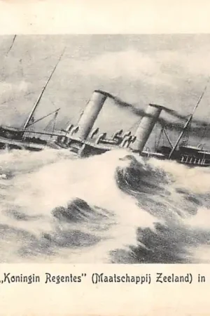 Darmowa dostawa Vlissingen De Koningin Regentes Maatschappij Zeeland in stormweer 1909 Schepen Scheepvaart HC47164