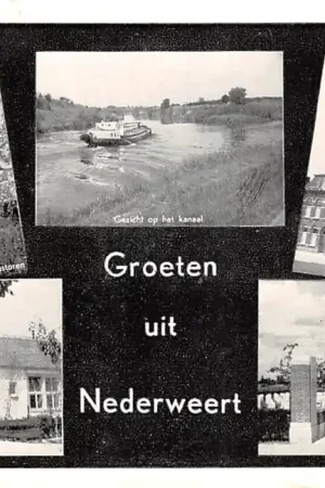 Zamów teraz Nederweert Kanaal Raadhuis Eng. Militair Kerkhof R.K. Landbouwhuishoud school St. Lambertustoren Noord-Brabant HC47148