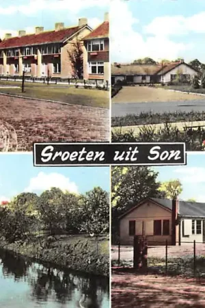 Son en Breugel Lupinelaan Dommelzicht met ruïne R.K. kerk Villapark en Nuts-Kleuter school 1963 Noord-Brabant HC47129 Ekspresowa dostawa