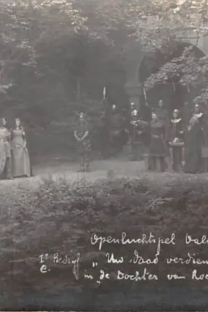 Autentyczny Valkenburg (LB) Fotokaart Cohnen Jr. Openluchtspel Ie bedrijf E. Uw Daad verdient den dood. in de Dochter van Roelant A. Theater HC46117