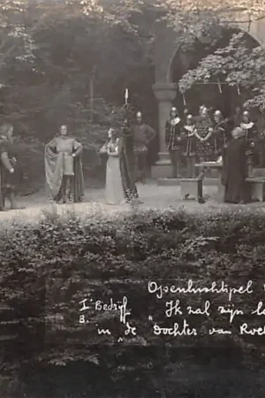 Autentyczny Valkenburg (LB) Fotokaart Cohnen Jr. Openluchtspel IIe bedrijf B. Ik zal zijn lof verheffen in de Dochter van Roelant Theater HC46053