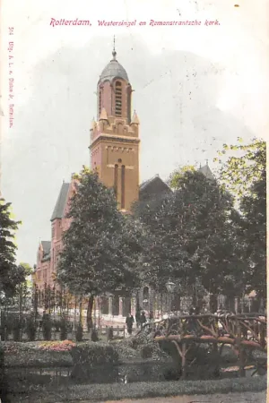 Rotterdam Westersingel en Remonstrantse Kerk en houten' bruggetje 1904 HC45454 Bezpieczna płatność
