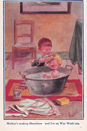 Fantasie Vintage Mother's making Munitions and I'm on War Work too Illustrator T. Gilson Kind HC45272 Oryginalny