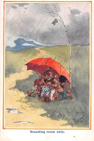 Fantasie Standing room only Negertjes onder paraplu Illustrator T. Gilson Kind HC45268 Bezpieczna płatność