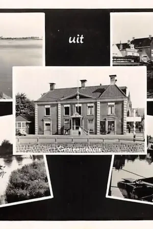 Tani Lemmer Het strand Kortestreek Haven Flevobrug Gemeentehuis Groeten uit 1955 HC45290