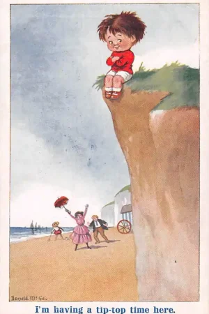 Fantasie Vintage I'm having a tip-top time here Illustrator Donald McGill Kind Humor HC45306 Niska cena