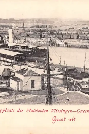 Vlissingen Aanlegplaats der Mailbooten Vlissingen - Queensborough Scheepvaart Schepen 1900 HC45244 Oryginalny