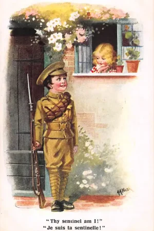 Fantasie Vintage Thy sentinel am I! Je suis la sentinelle! Militair Soldaat en liefje HC45228 HC45228 Zwrot pieniędzy