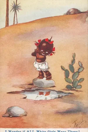 Fantasie Vintage Neger meisje met wit broekje I Wonder if ALL White Girls Wear These! Illustrator T. Gilson Kind HC45170 Premium