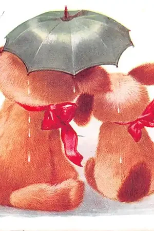 Fantasie Two under one Twee honden onder een paraplu Vintage Illustrator A.E. Kennedy Cartoon Kind HC45160 Rabat