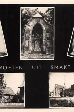 Smakt bij Venray Groeten uit 1950 Jozef-Beeldje en Kapelletje O.L. Vrouw van Zeven Smarten St. Jozef-Kapel HC44700 Kup teraz
