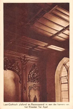 Ter Apel Laat-Ghotisch plafond en Rocowand in de der kamers van het klooster HC44610 Najlepsza cena