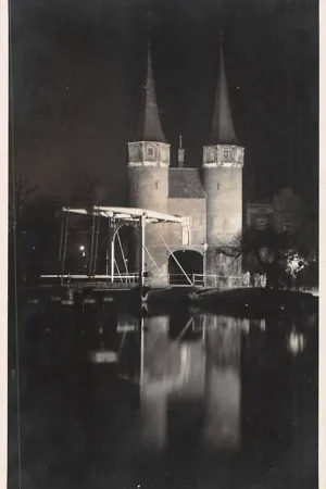 Delft Oostpoort bij nacht Talens fotokaart HC43597 Tani