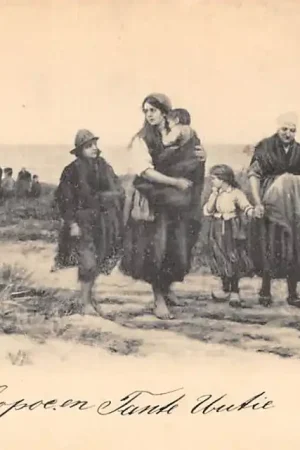 Zandvoort aan Zee Moeder en kind in klederdracht in de duinen Vintage 1904 HC43594 Darmowa dostawa