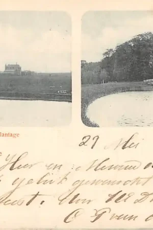Brielle Groet uit 1899 R.C. Kapel Plantage en brug over de gracht Kleinrondstempel Brielle 1899 HC43364 Autentyczny