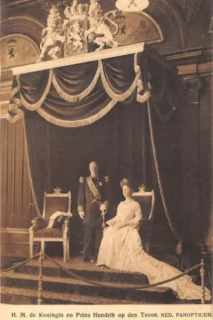 Zamów teraz Amsterdam Ned. Panopticum H.M. de Koningin en Prins Hendrik op den Troon 1909 Koningshuis HC43346