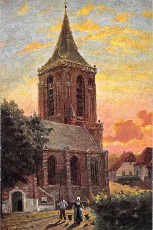 Wysoka jakość Fantasie Vintage Dorps kerk 1908 klederdracht Illustrator Gerstenhauer HC43305