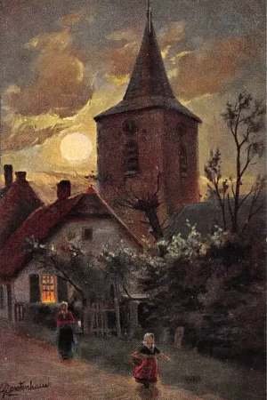 Fantasie Vintage Kerk 1908 Melkmeisje inklederdracht Illustrator Gerstenhauer HC43304 Darmowa dostawa