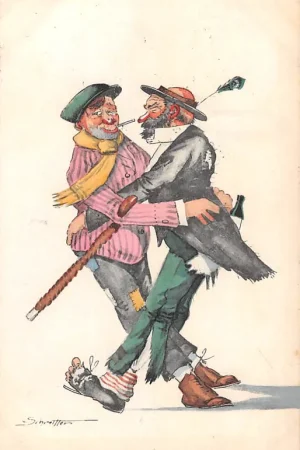 Fantasie Vintage Twee dansende zwervers 1912 Humor HC43182 Promocja