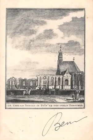 Bergen (NH) De Kerk van Bergen in Ruïn en ten deele Hersteld 1901HC42926 Wyprzedaż
