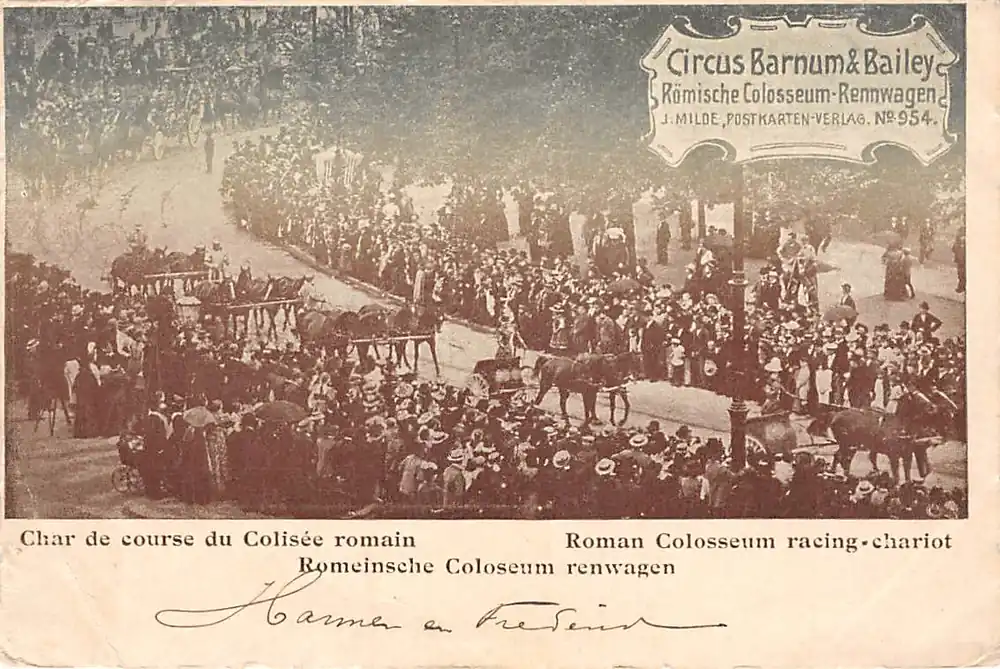Utrecht Circus Barnum & Baily Romeinsche Coloseum renwagens 1901 Reclame HC42803 Ekspresowa dostawa