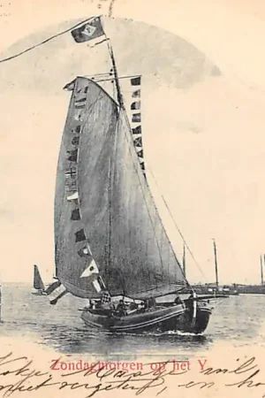 Amsterdam Zondagmorge op het IJ Zeil en stoomschip Binnenvaart schepen Scheepvaart 1900 HC42356 Darmowa dostawa