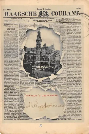 Zwrot pieniędzy 's-Gravenhage Haagsche Courant 12 november 1901 met stadhuis HC42174