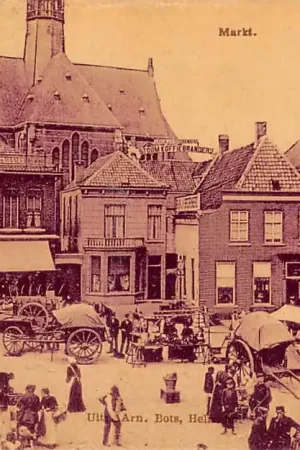 Boxtel Markt Marktdag Volk en kramen 1909 HC42081 Oryginalny