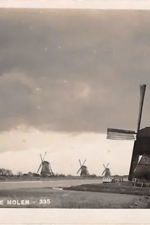 Autentyczny Kinderdijk Bloklandsche molen en molens Bromografia fotokaart 1937 Alblasserdam HC41765