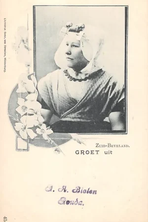 Zuid-Beveland Groet uit begin 1900 Vrouw in klederdracht HC41254 Wyprzedaż