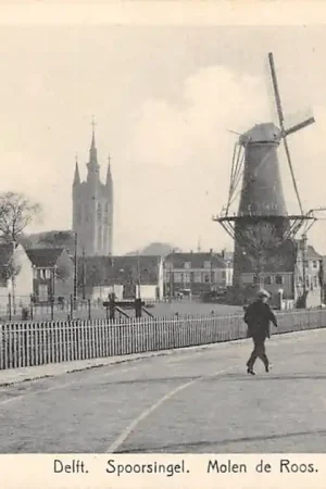 Zwrot pieniędzy Delft Spoorsingel Molen de Roos met spoorlijn Spoorwegen HC41141