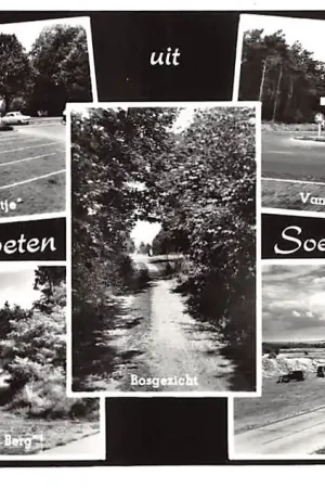 Soesterberg Groeten uit 1966 Rest. 't Zwaantje Boschgezicht Rijwielpad over de Berg Van wwerden Poelmanweg en Vliegveld Soest HC40090 Rabat