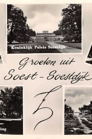 Soest - Soestdijk Groeten uit 1951 de Naald Koninklijk Paleis Ned. Herv. kerk Postkantoor en Bos - en Duingezicht HC39988 Niska cena